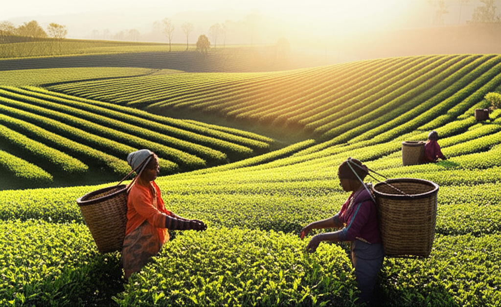 Proceso de cultivo de té